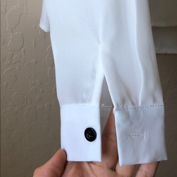 NWOT-Allegra K White Blouse w/Contrast Collar S - Picture 8 of 9